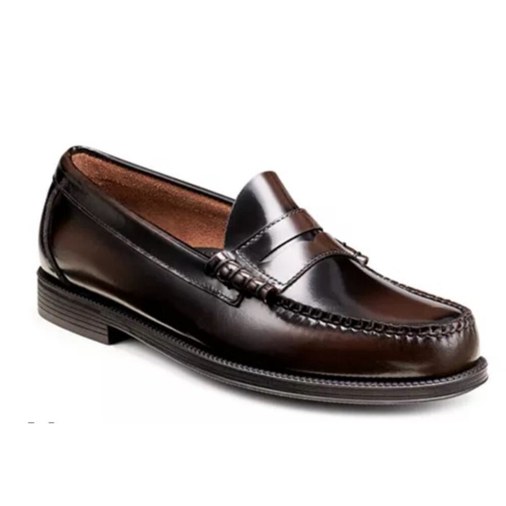 Bloomingdales Mens Store Brown Leather made in Italy Vibram Penny Loafers Sz 9.5